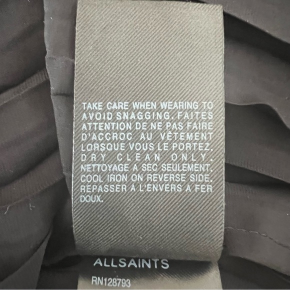 All Saints Black Pleat Spaghetti Strap Mini Dress B1/18 - Picture 8 of 13